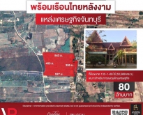 รหัส 43 ขายบ้านเรือนไทย พร้อมที่ดิน มีคลองโตนดไหลผ่าน อยู่ อ.สอยดาว 